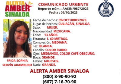 Desaparece adolescente Frida Sophia, de fraccionamiento Portalegre de Culiac&aacute;n