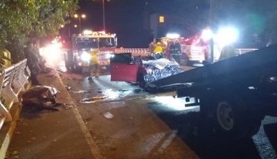 Tres j&oacute;venes resultan lesionados en choque por alcance en un puente del Desarrollo Tres R&iacute;os