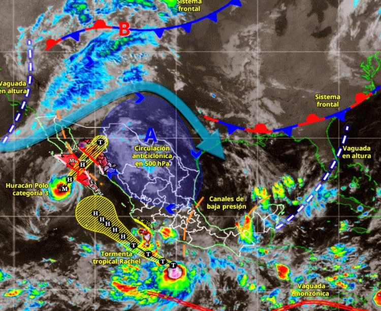 Hoy se prev&eacute; que el centro del hurac&aacute;n Polo toque tierra en la porci&oacute;n central de Baja California Sur: SMN