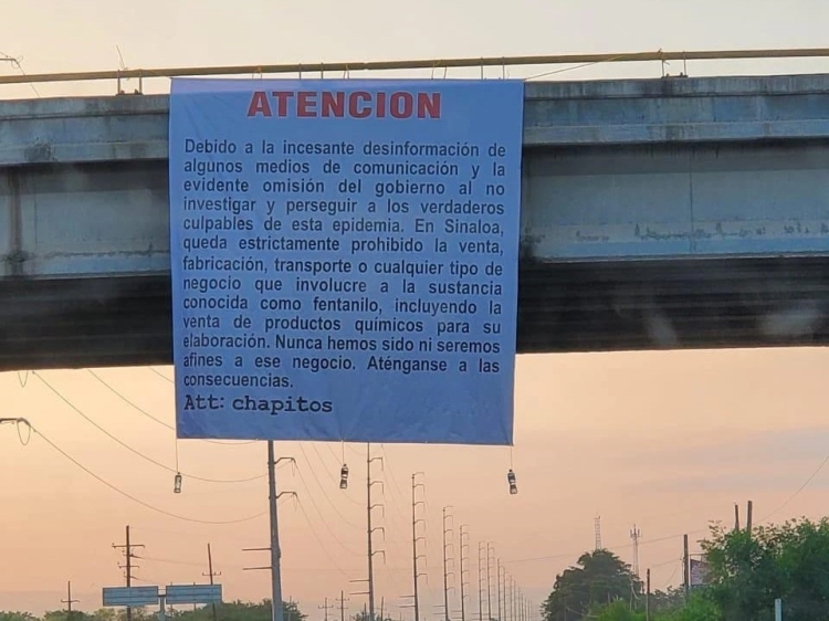 'Los Chapitos' despiertan a Sinaloa con advertencia sobre la producci&oacute;n y venta de Fentanilo