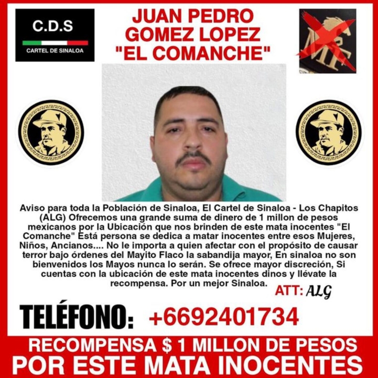 Los Chapitos ponen precio a la cabeza de 'El Comanche&rsquo;, Jefe de Seguridad de La Mayiza