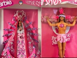 Barbie Virgen y Ken Cristo crucificado provocan polémica en Argentina, tras estreno mundial de la película de Barbie