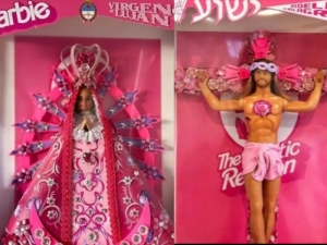 Barbie Virgen y Ken Cristo crucificado provocan pol&eacute;mica en Argentina, tras estreno mundial de la pel&iacute;cula de Barbie