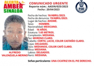 Desaparece Alfredo, de 16 a&ntilde;os, en Ahome