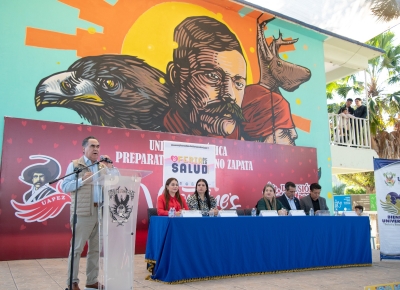 Rector de la UAS pone en marcha la Feria de la Salud 2026 en la Prepa Emiliano Zapata, ante los 144 casos de Sarampi&oacute;n en Sinaloa