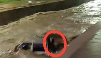 Joven es arrastrado con todo y Cherokee por las densas corrientes del Canal de Chulavista provocadas por &lsquo;Hilary&rsquo;