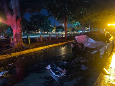 Frente a Palacio de Gobierno murió un hombres tras impactarse contra un árbol