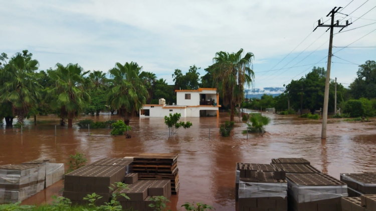 168 familias damnificadas y dos poblados Incomunicados por la lluvia en Culiacán y Mocorito