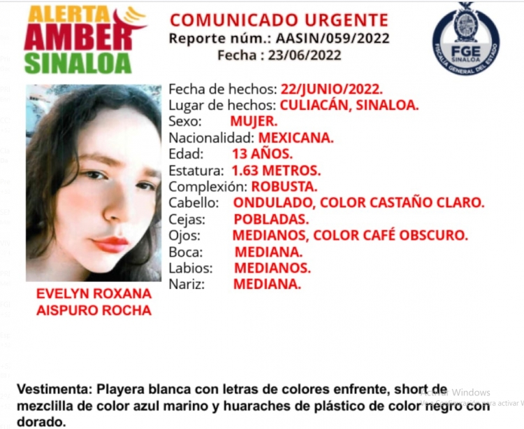 Ayuda a localizar a Evelyn Roxana; desapareció en Culiacán