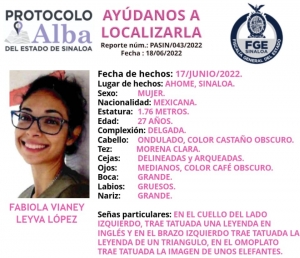 Fabiola Vianey Leyva López, desaparecida en Los Mochis... Ayuda a localizarla