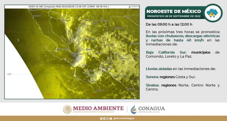 Canal de baja presi&oacute;n provocar&aacute; lluvias en Sinaloa: Protecci&oacute;n Civil