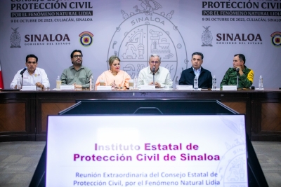 Ante cercan&iacute;a del fen&oacute;meno natural "Lidia", preside Gobernador Rocha instalaci&oacute;n en sesi&oacute;n permanente del Consejo Estatal de Protecci&oacute;n Civil