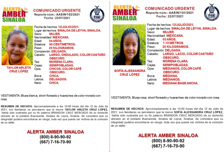 Desaparecen dos niñas en Sinaloa de Leyva